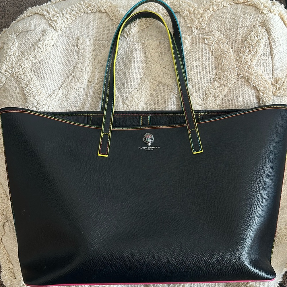 Large Kurt Geiger Tote Bag with Rainbow Stitching